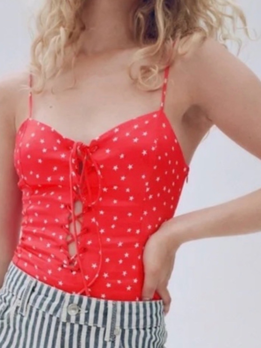 Zara Red Star-Print One-Piece Swimsuit